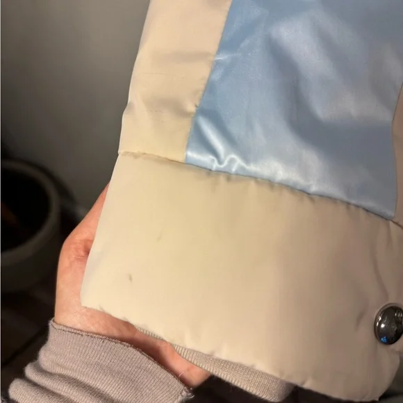 BOGNER Cream Blue Goose Down Floral Embroidered Zip Front Quilted Ski Jacket 10 - Picture 9 of 12